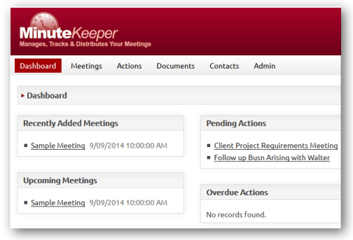 Minute Keeper Dashboard Minute Keeper Dashboard